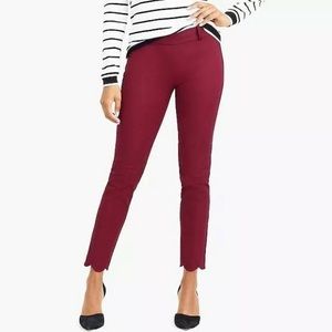 J.Crew Burgundy Winnie Pant with Scalloped Hem